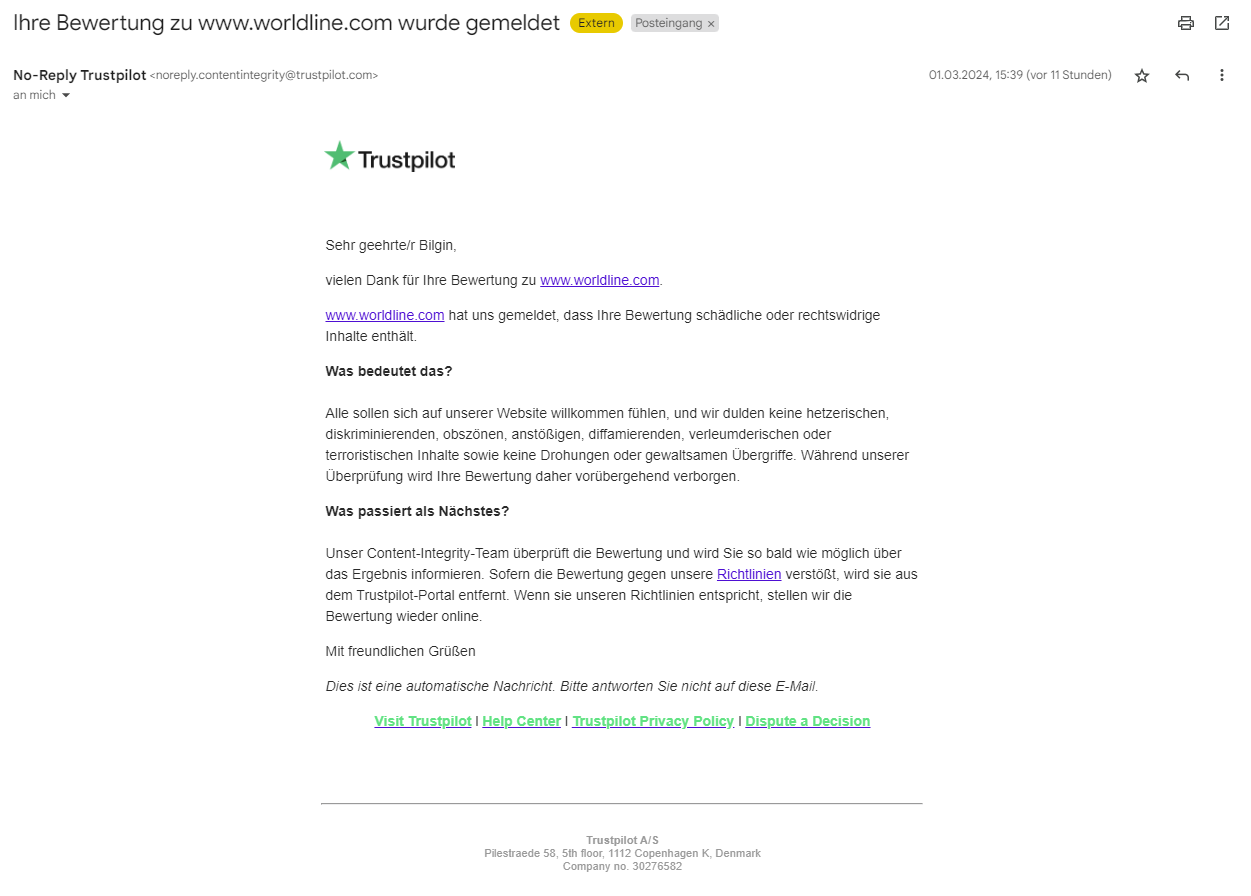 Trustpilot Bewertung 3